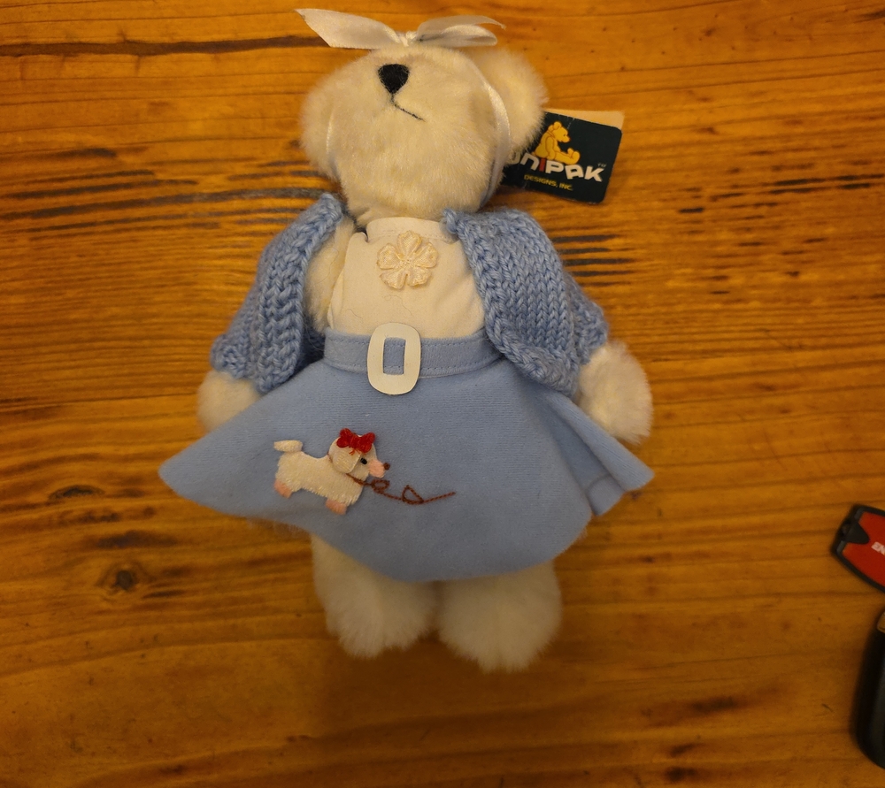 Blue Plush Bunny Doll with Knit Cardigan and Skirt - Unipak